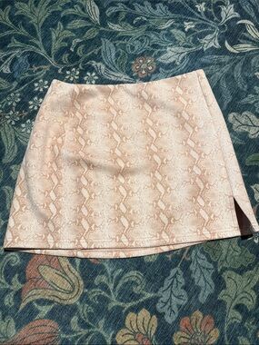 Women's Light Pink Snake Print Mini Skirt